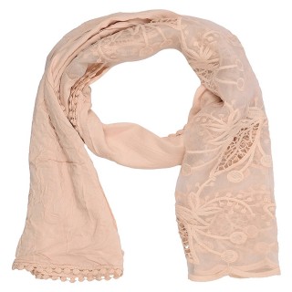 Cotton Half Net Stole- Light Brown